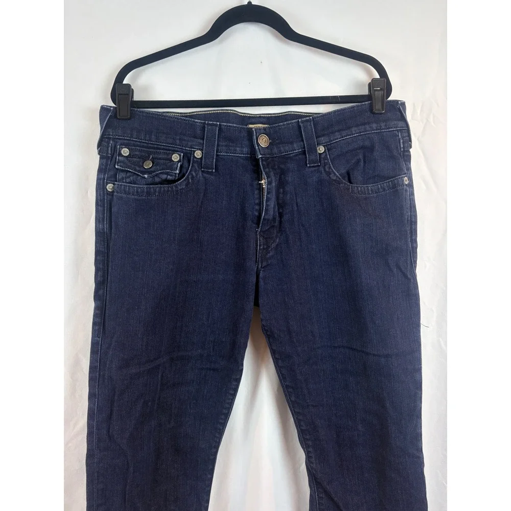 True Religion Geno Relaxed Slim Jeans Mens 38 Indigo Dark Wash Made in USA Blue